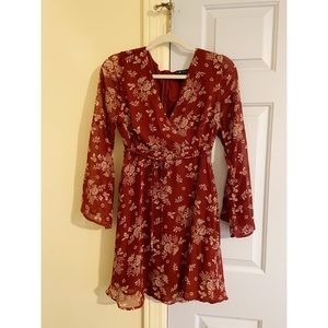 TIMING floral dress w/bell sleeves